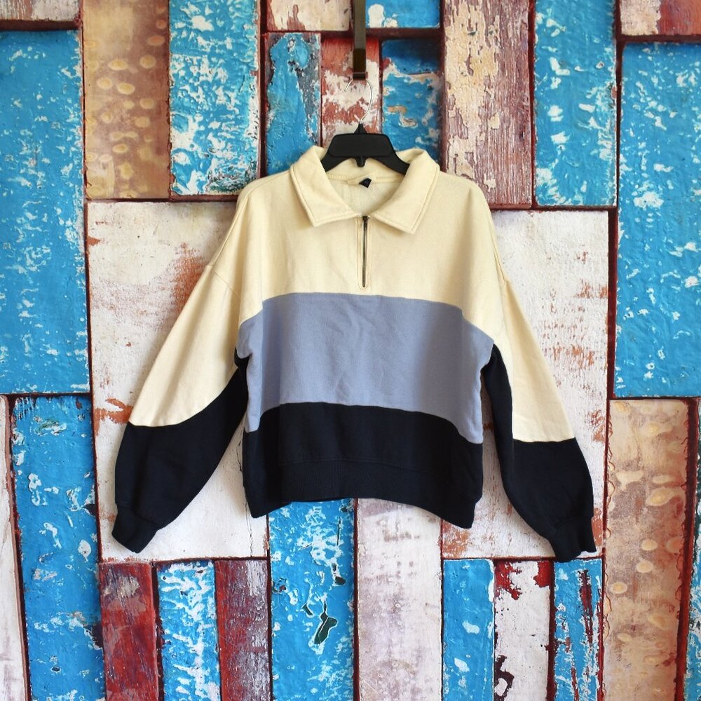 Women's Universal Thread Colorblock Stripe Collared Sweater XLARGE Multicolor